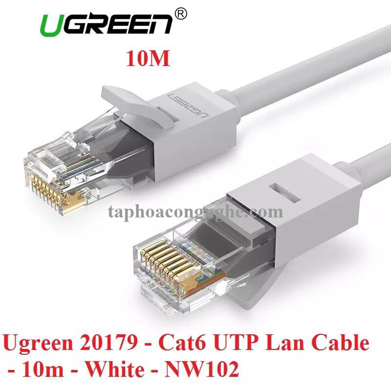 Ugreen 20179 10M màu Trắng Cáp Mạng Lan Cat6 UTP NW102 30020179